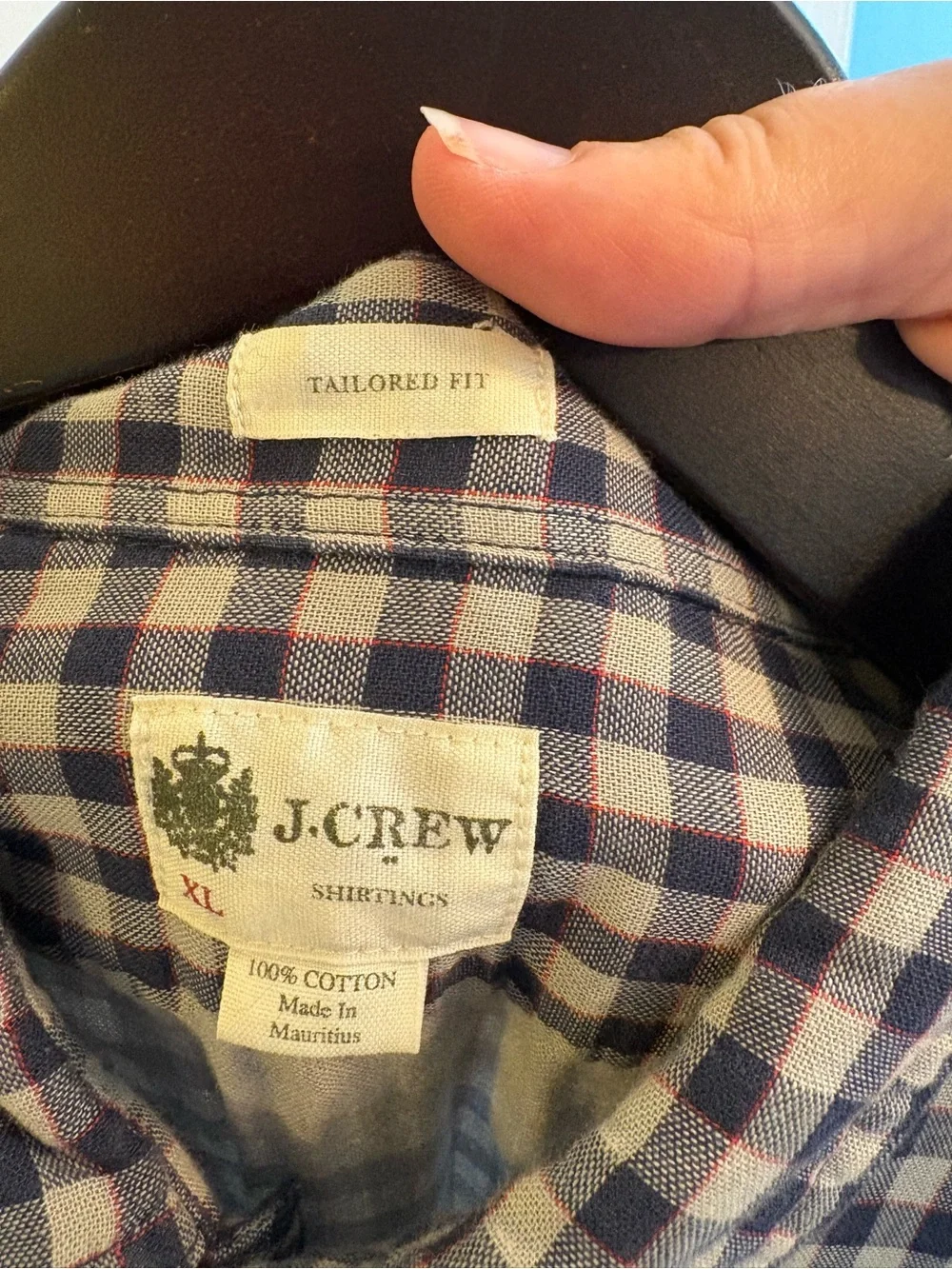 J. Crew Navy and White Gingham Button-Down Shirt